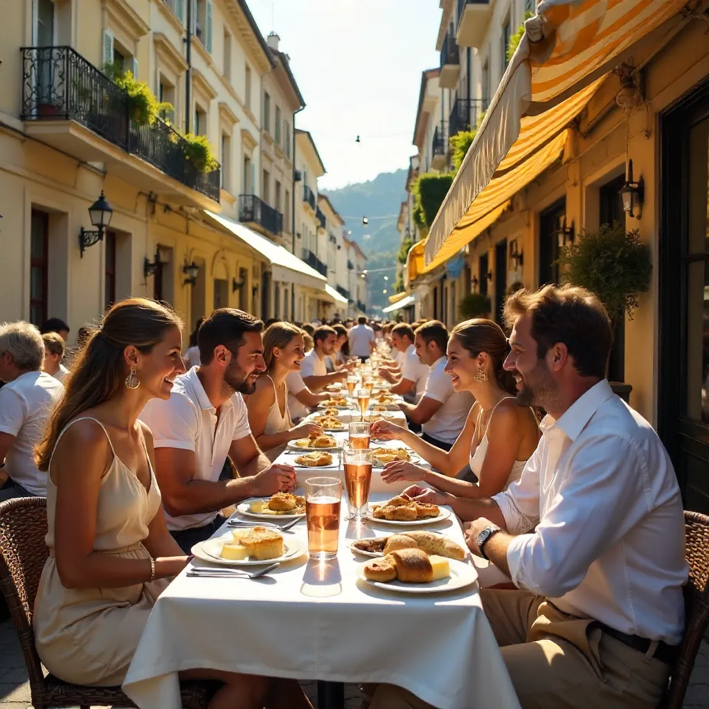 Sunny Day at a Bustling French Outdoor Café