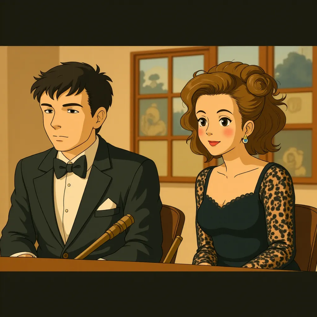 Elizabeth Banks and John Michael Higgins in Pitch Perfect (2012) - Anime style