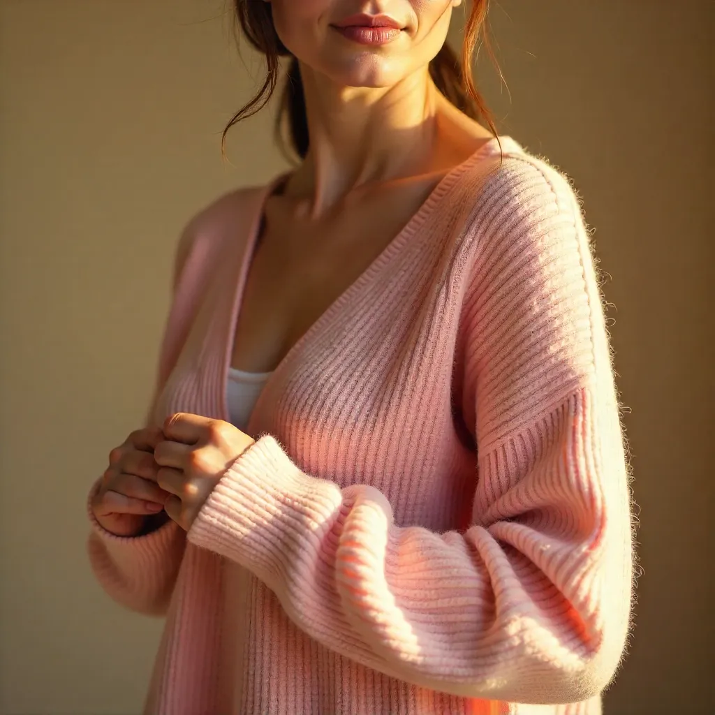 Soft Pink Knit Blending Into Warm Neutrals