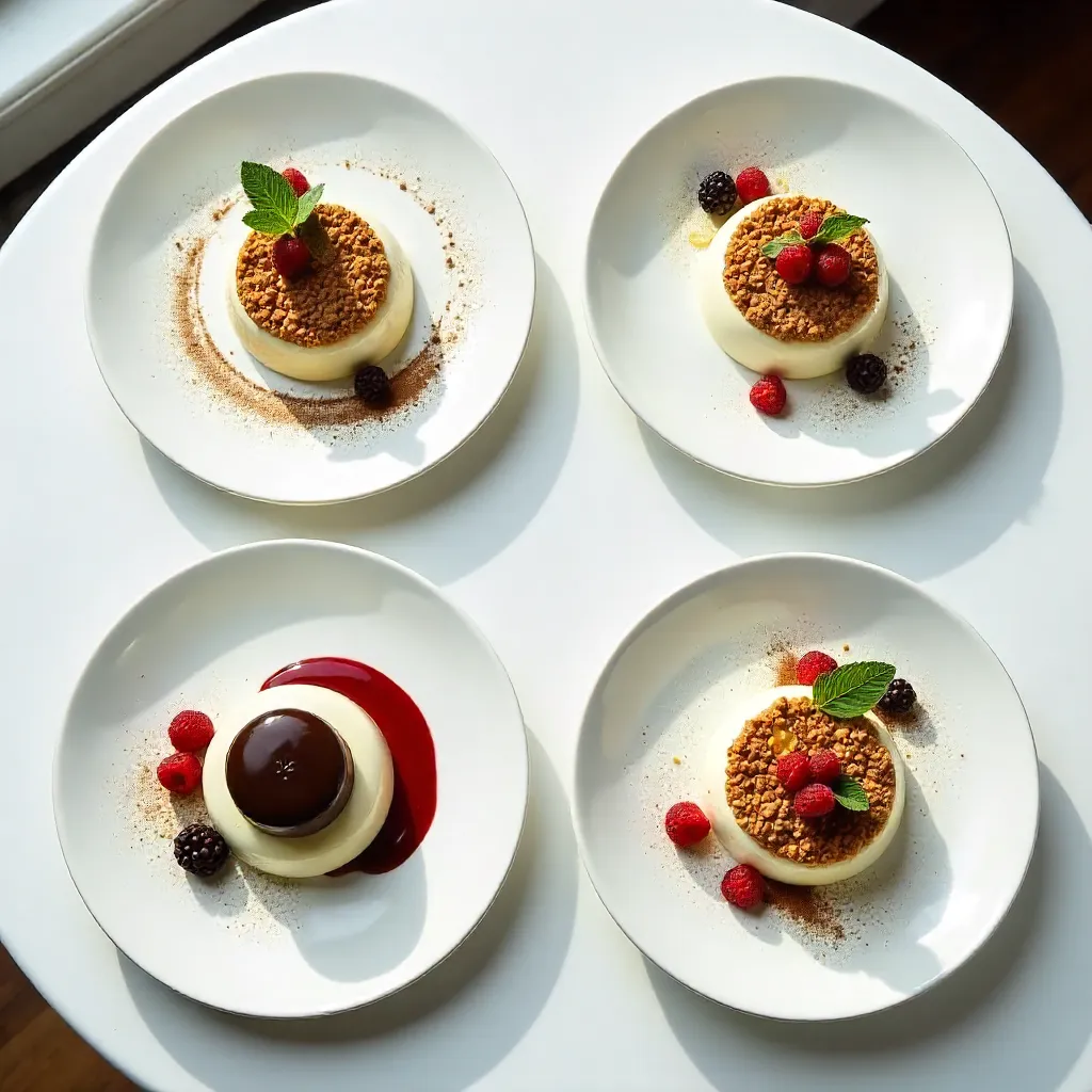 Top-Down Gourmet Crumble and Chocolate Desserts