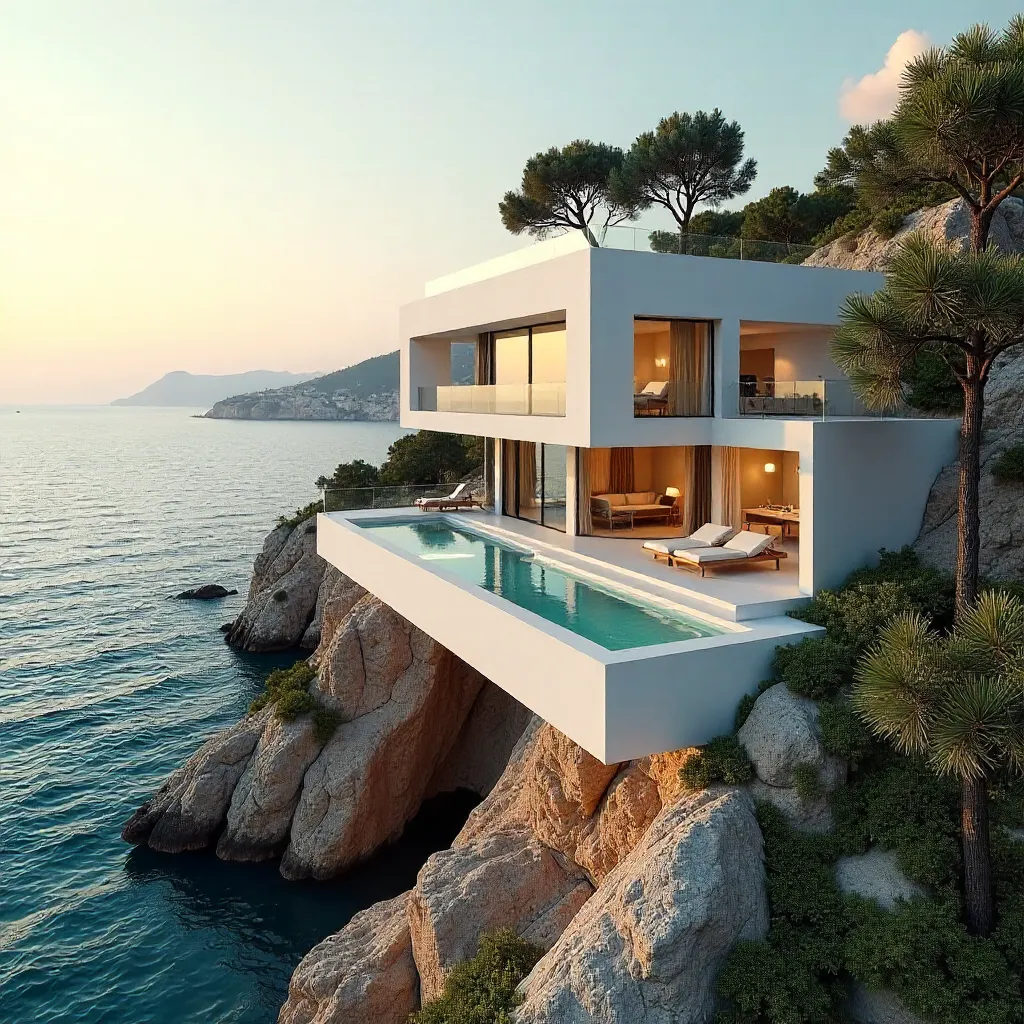 Contemporary Marseille Sea-View Residence at Sunset