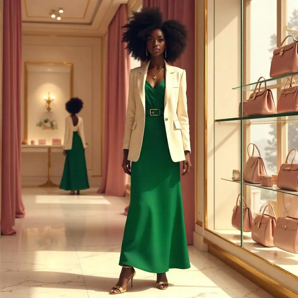 Elegant Black Girl in a Boutique – Concept Art