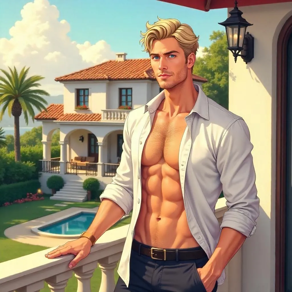 Handsome White Man in an Elysian Anime Villa