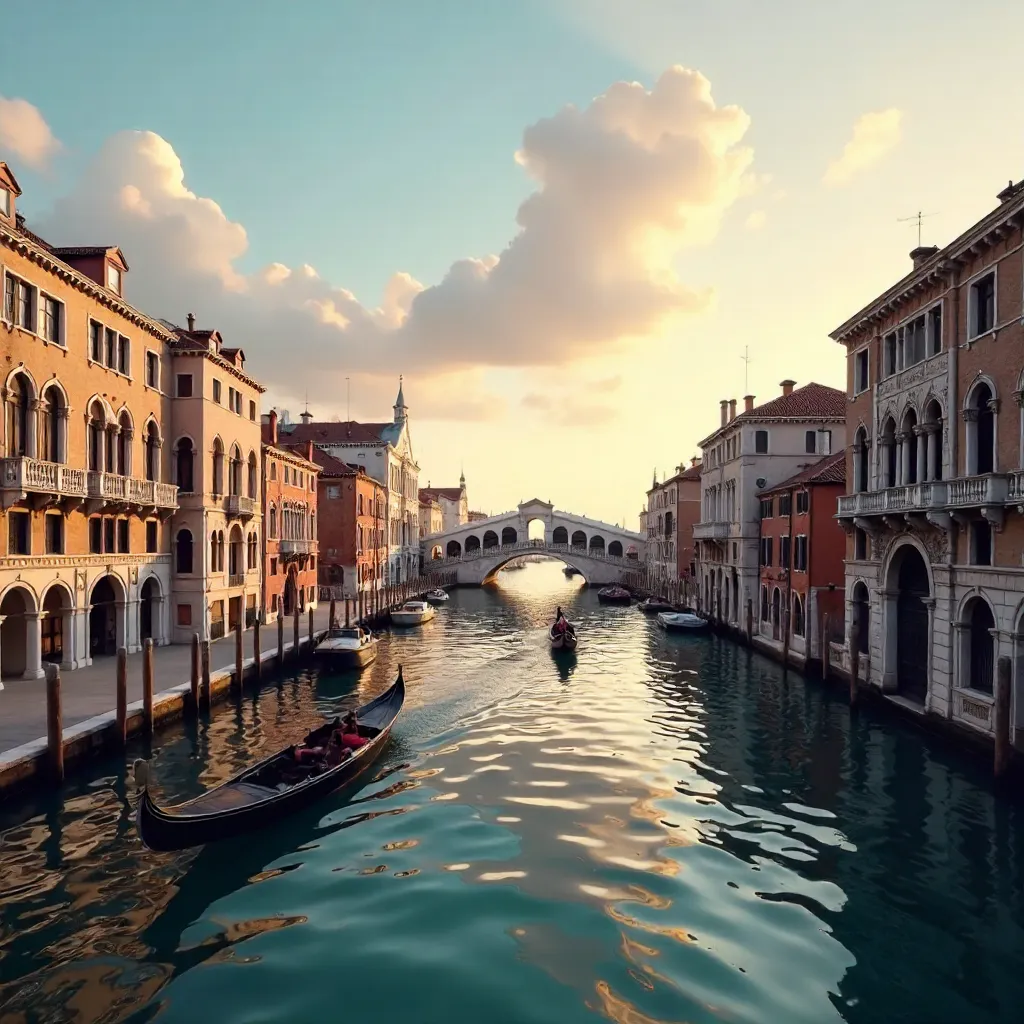 Grand Canal in Venice: Historic Palazzi and Boats