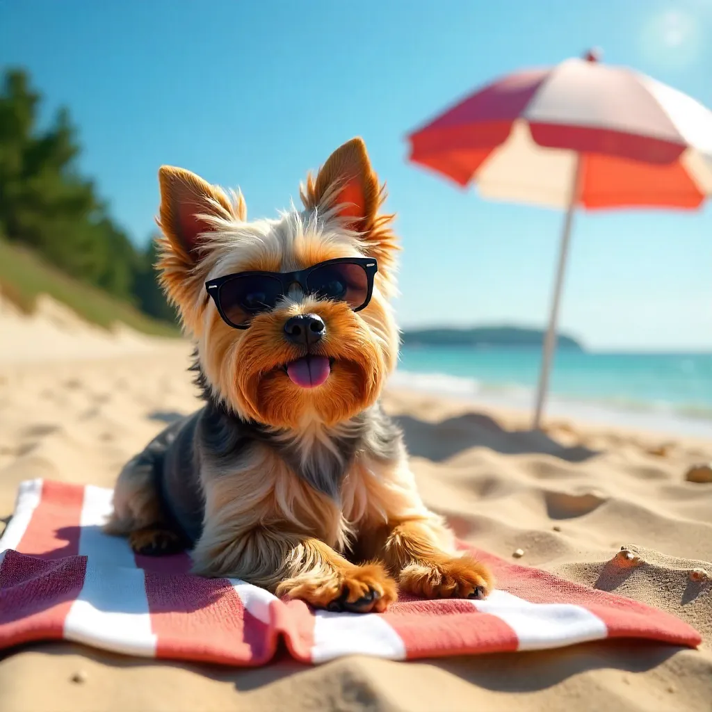 Sunny Yorkie in Latvia: Sunglasses & Sunbathing