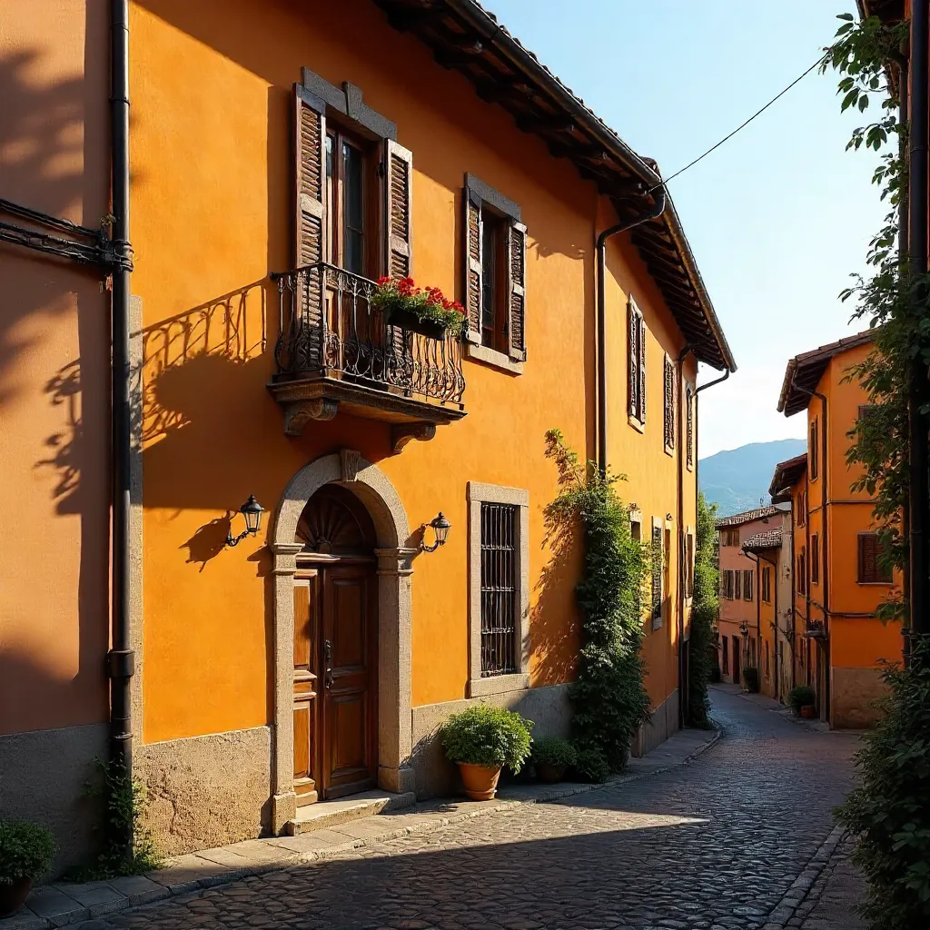 Bright Orange Facade in Rastignano, Emilia-Romagna