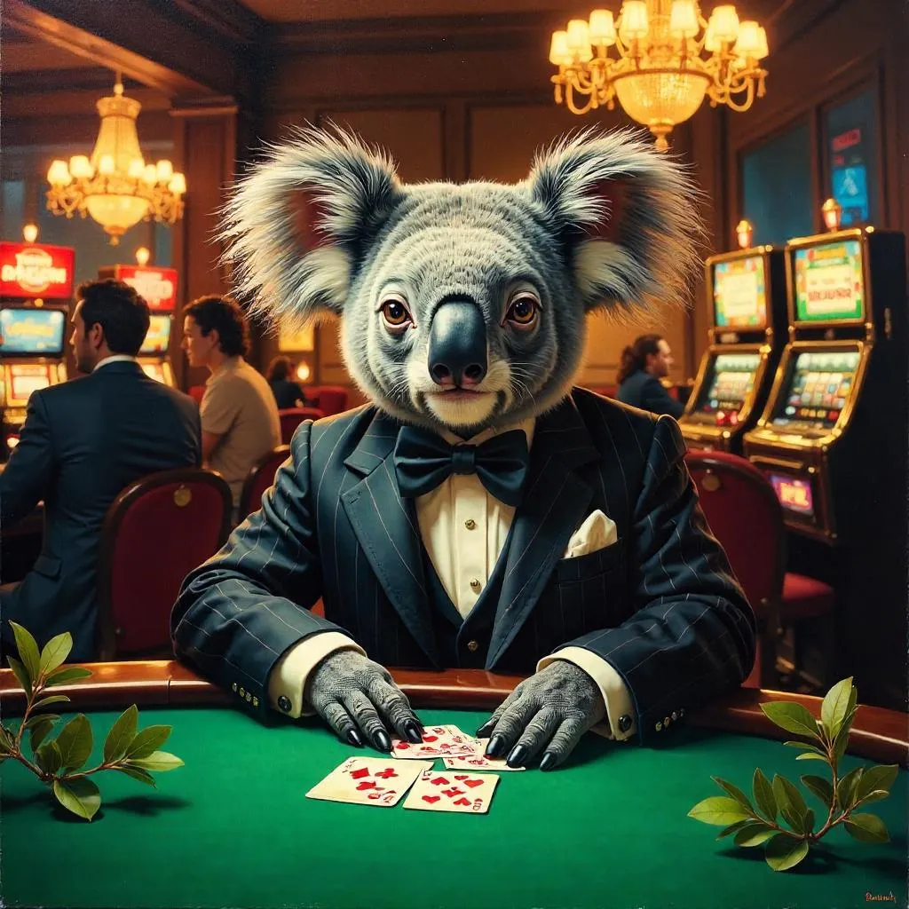 Koala in an Opulent Casino — Oil Painting