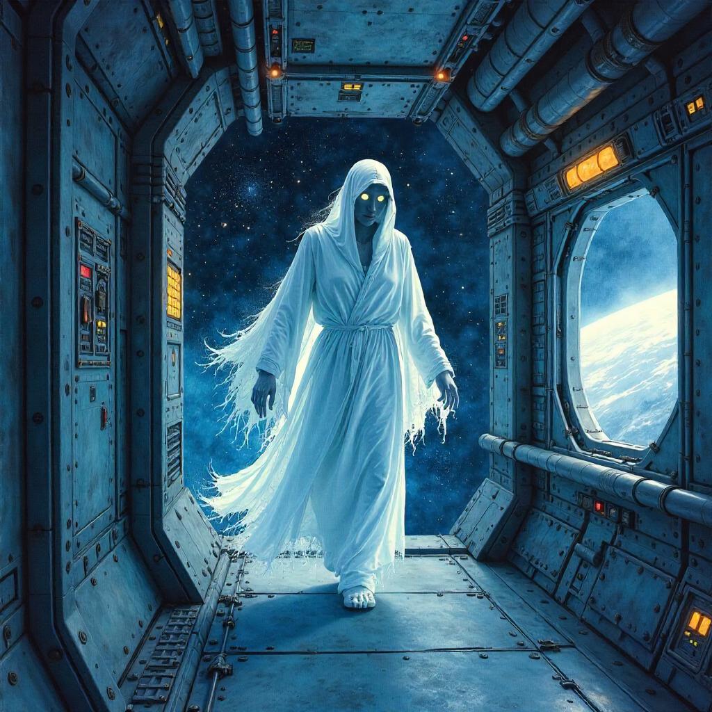 Wraith in a Watercolor Ship Corridor