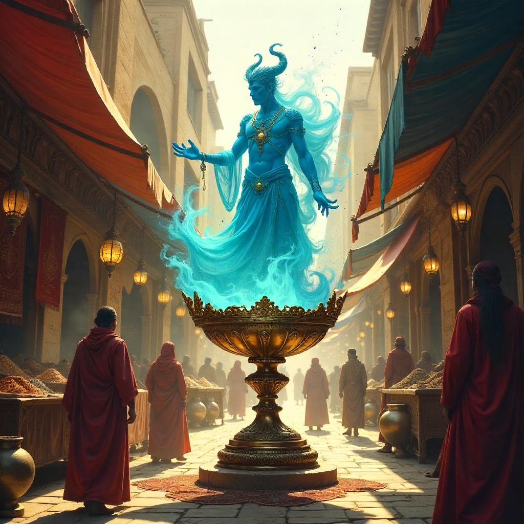 Djinn in the Marketplace: A Digital Fantasy Scene
