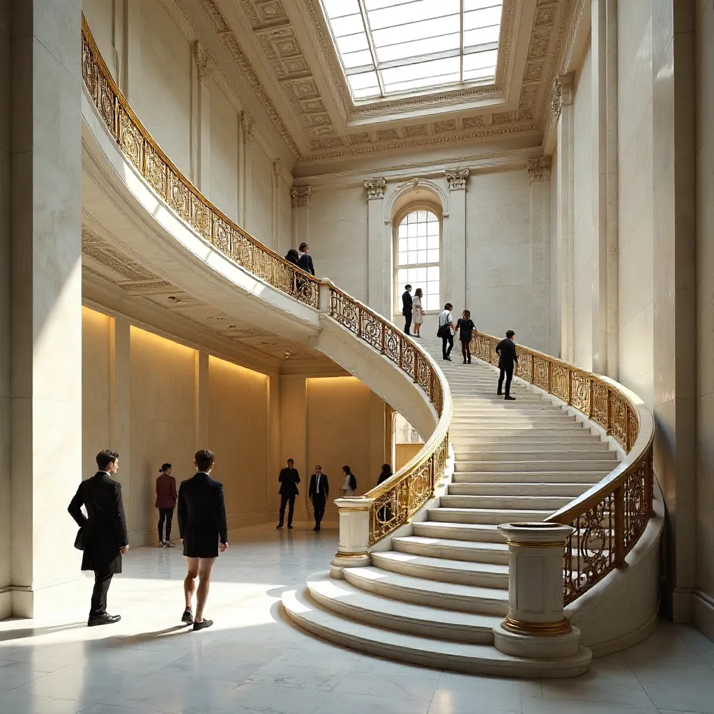Elegant Curved Staircase in a New York Museum