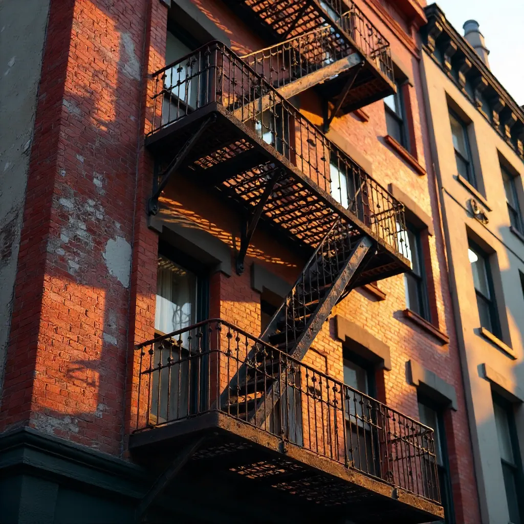 Close-Up NYC Facades with Classic Fire Escapes