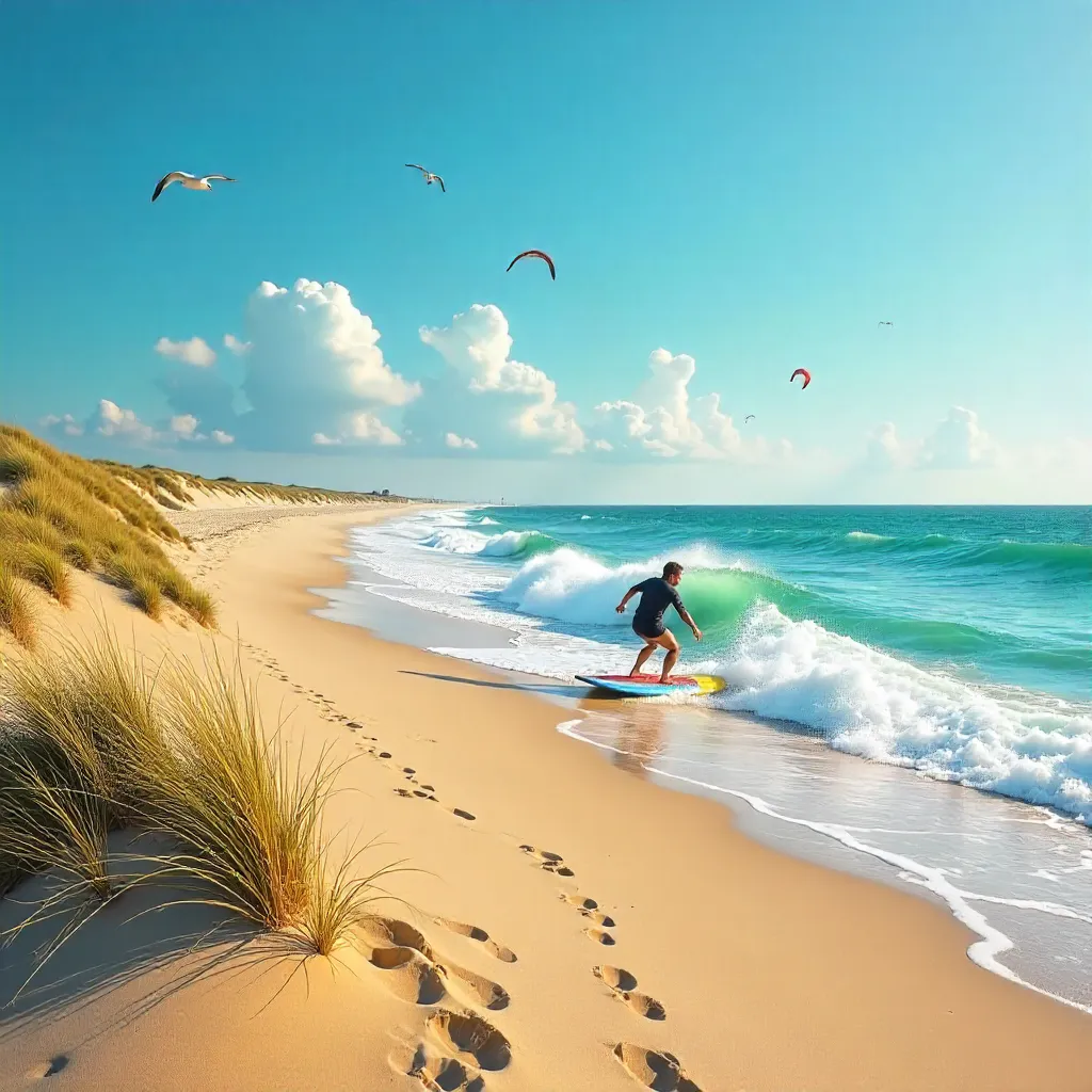 Surfer Enjoying Summer Waves at St. Peter-Ording Beach