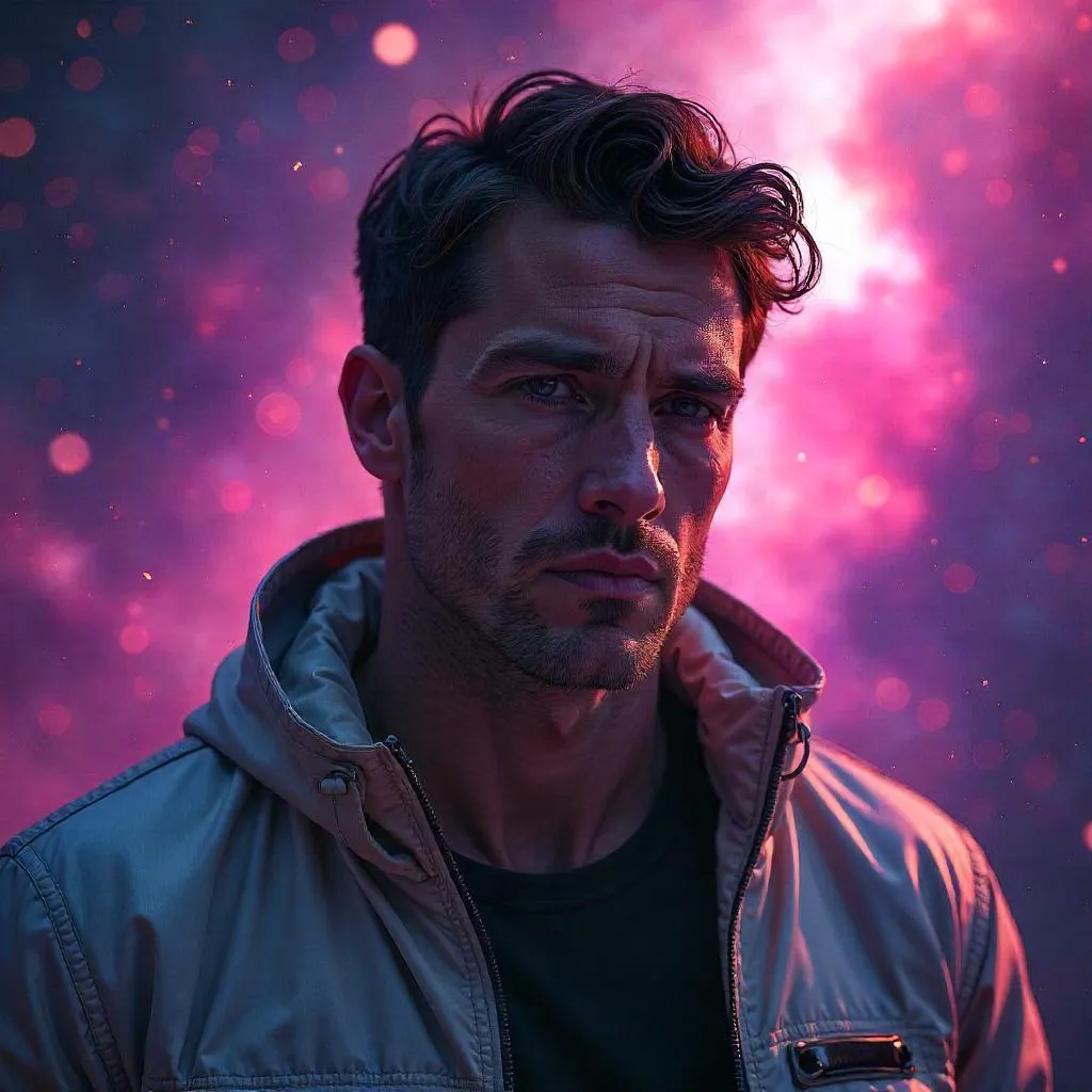 Cosmic Handsome: Photorealistic Nebula Portrait
