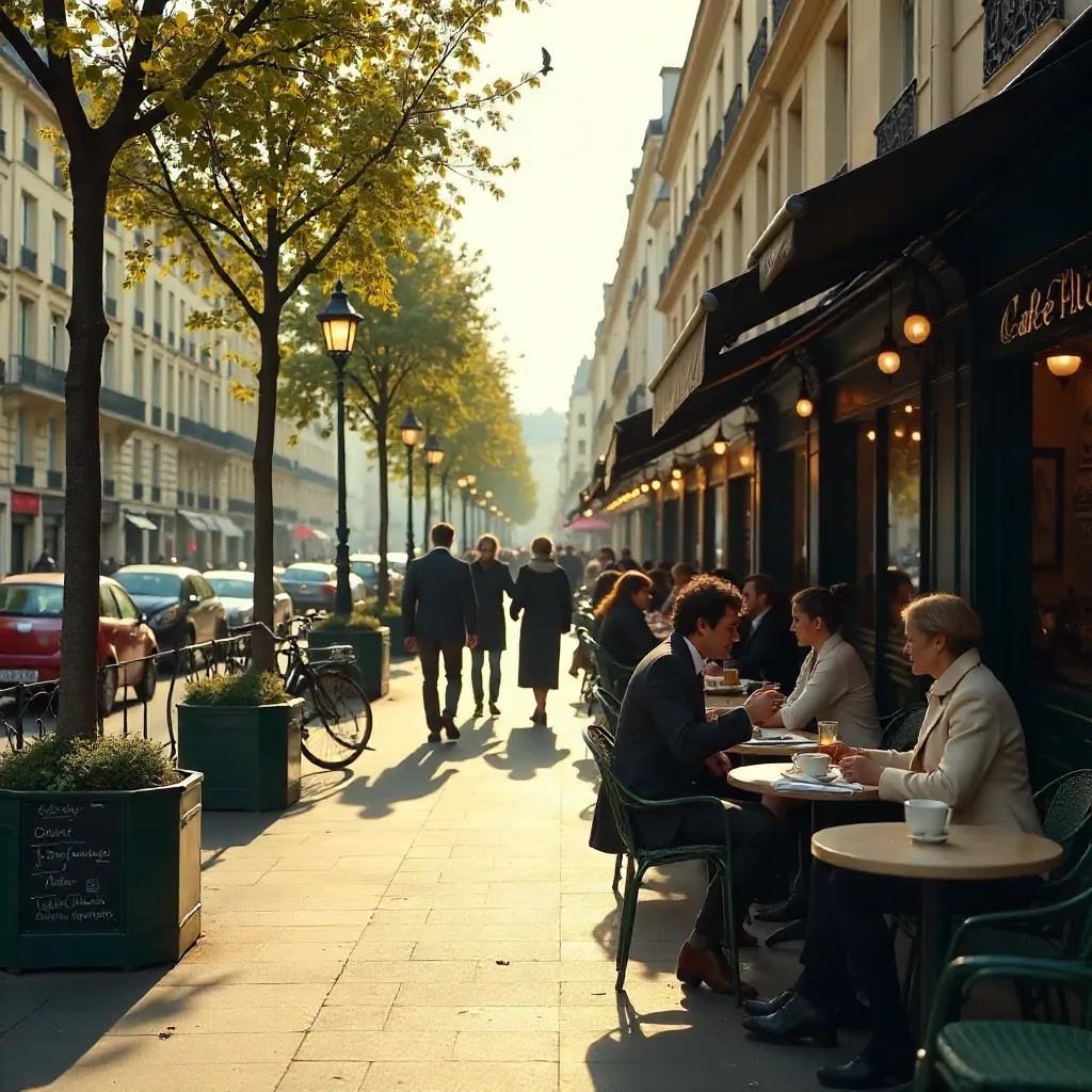 Café de Flore on a Sunlit Parisian Rue