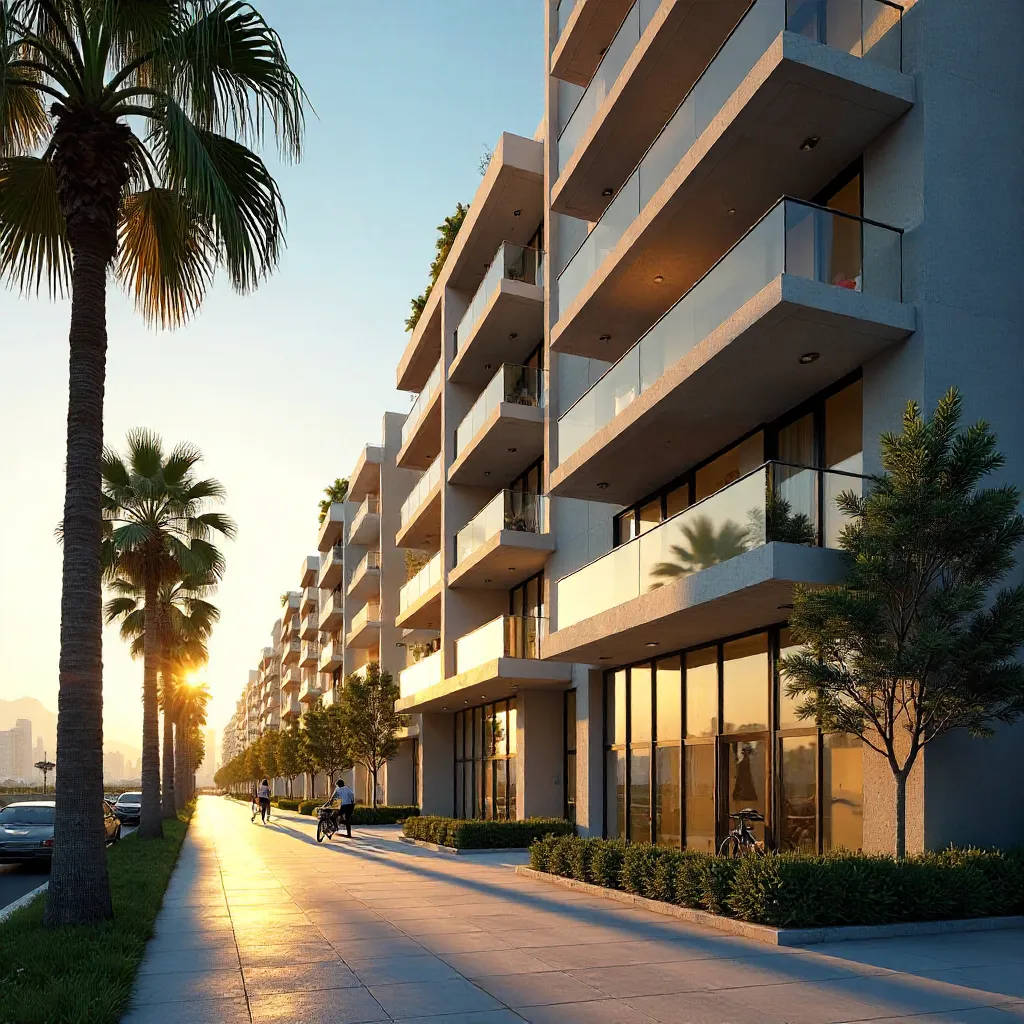Sunlit Modern Apartments with Palm Trees