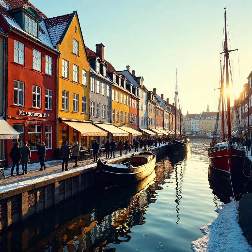 Winter Sunlight on Nyhavn's Colorful Facades