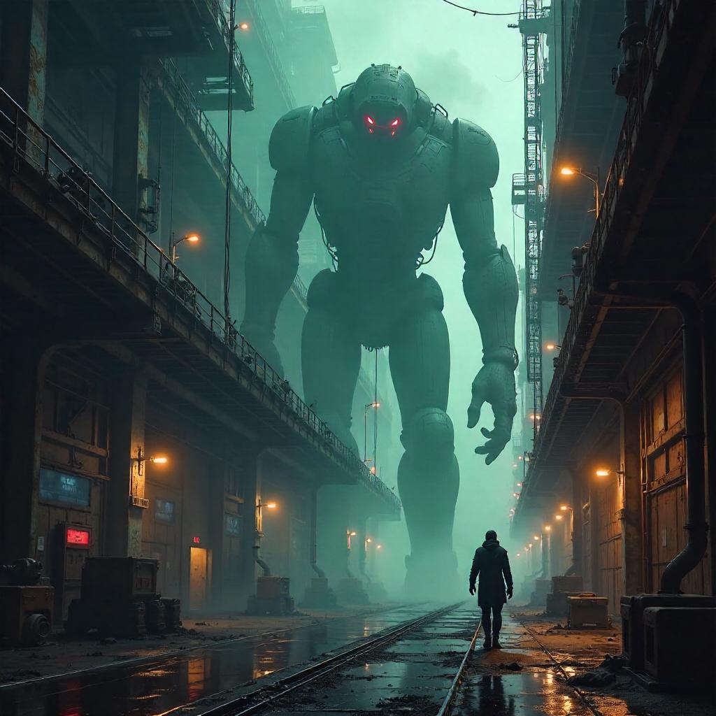 Shadow Creature in a Robot Factory - Concept Art