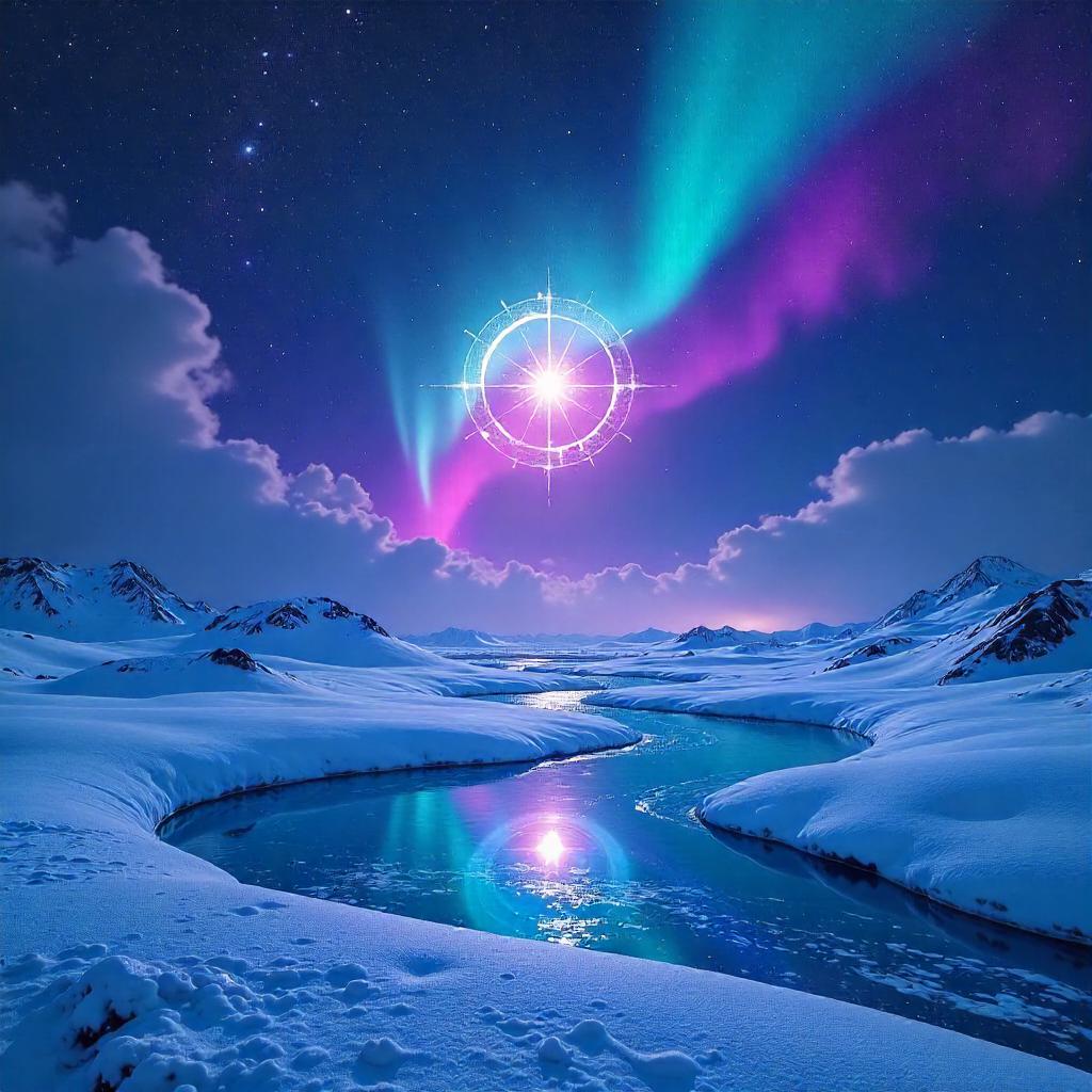Starry Neon Tundra: Digital Nightscape