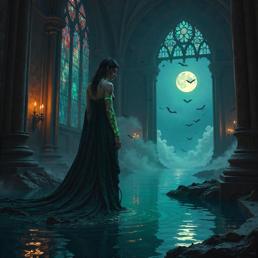 Selkie in a Gothic Vampire Castle Concept Art
