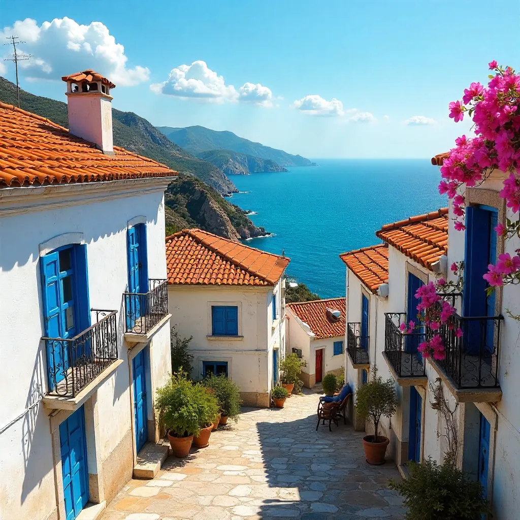Mediterranean Rooftops Over a Stunning Sea View
