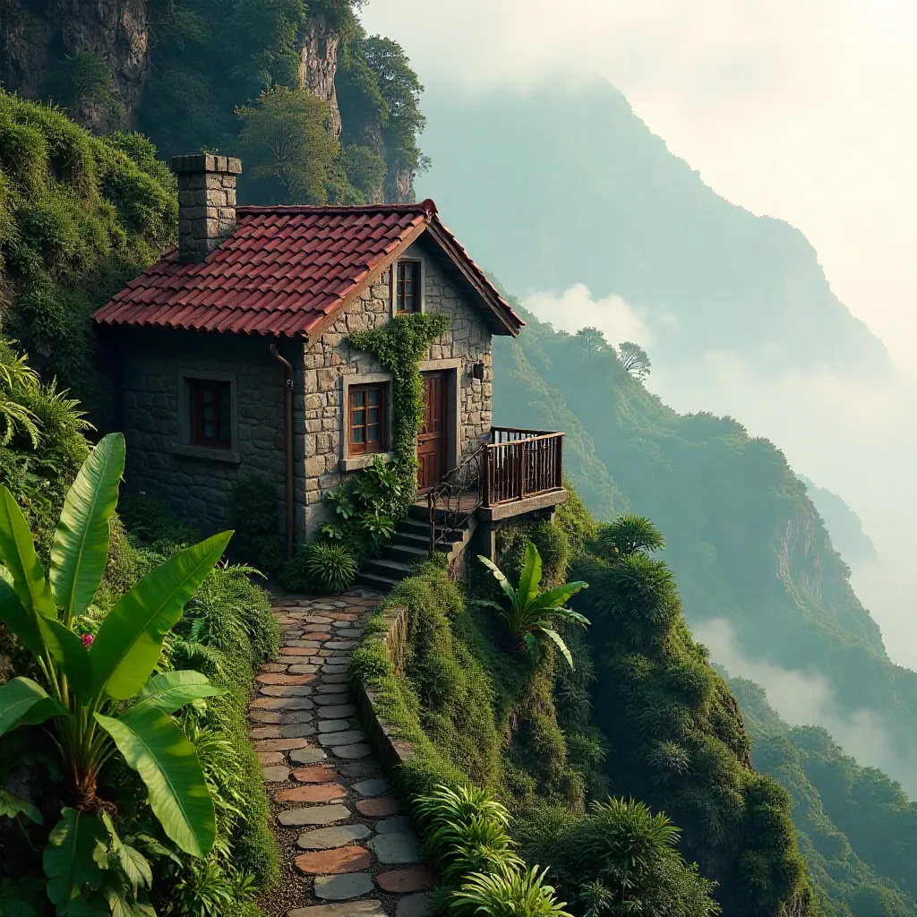 Mist-Wreathed Madeira Cottage on Lush Slope
