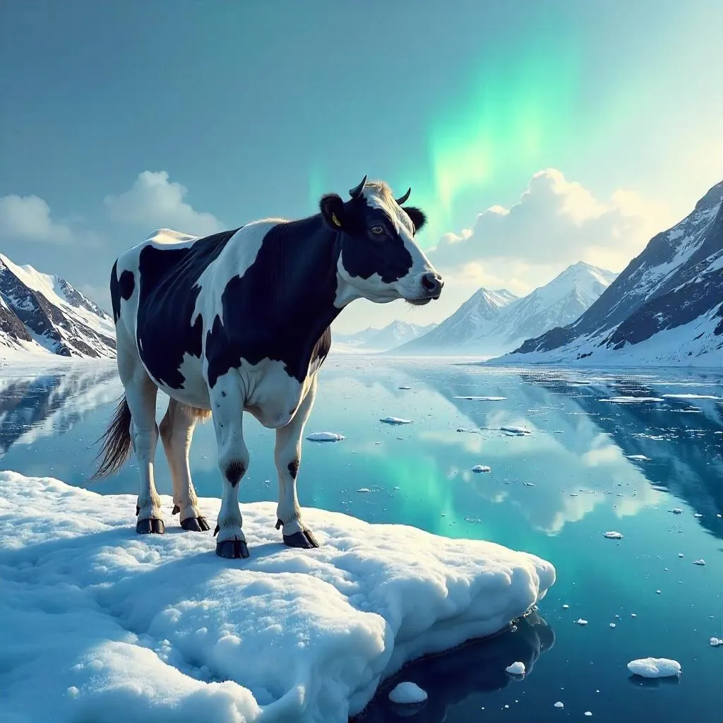 Cow on a Glacier: Digital Ice Dreamscape