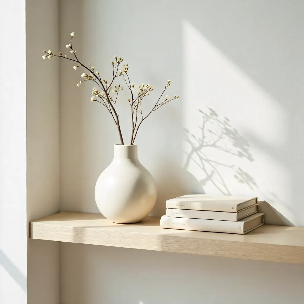 Minimalist Shelf: Ceramic Vase and Stylish Books