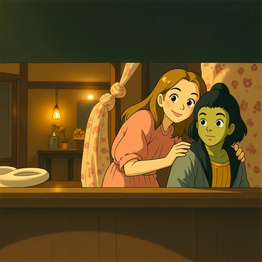 Ariana Grande and Cynthia Erivo in Wicked (2024) - Ghibli style
