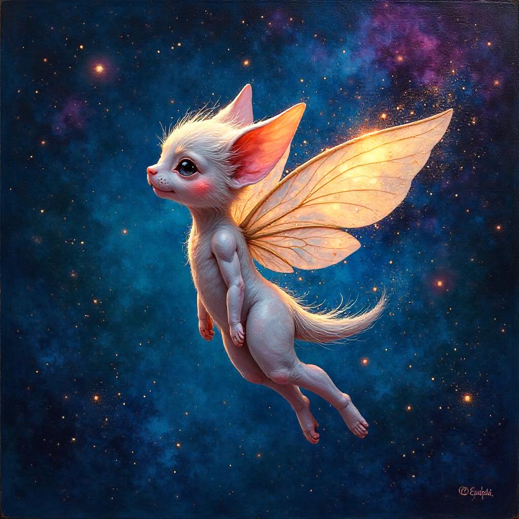 Sprite Oil Painting Among the Stars