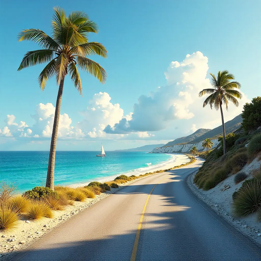 Coastal Road Serenity: Ocean View & Sky