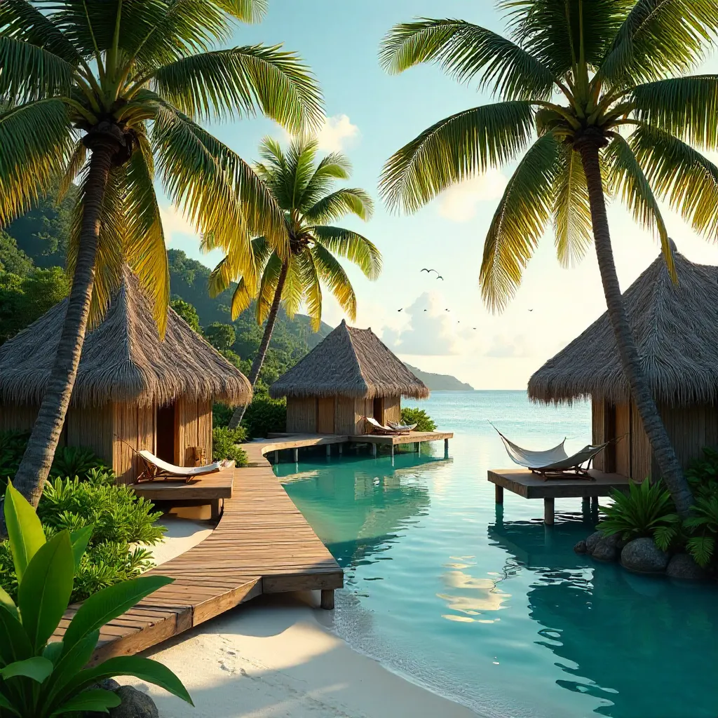 Sunlit Palm-Tree Haven: Peaceful Tropical Resort