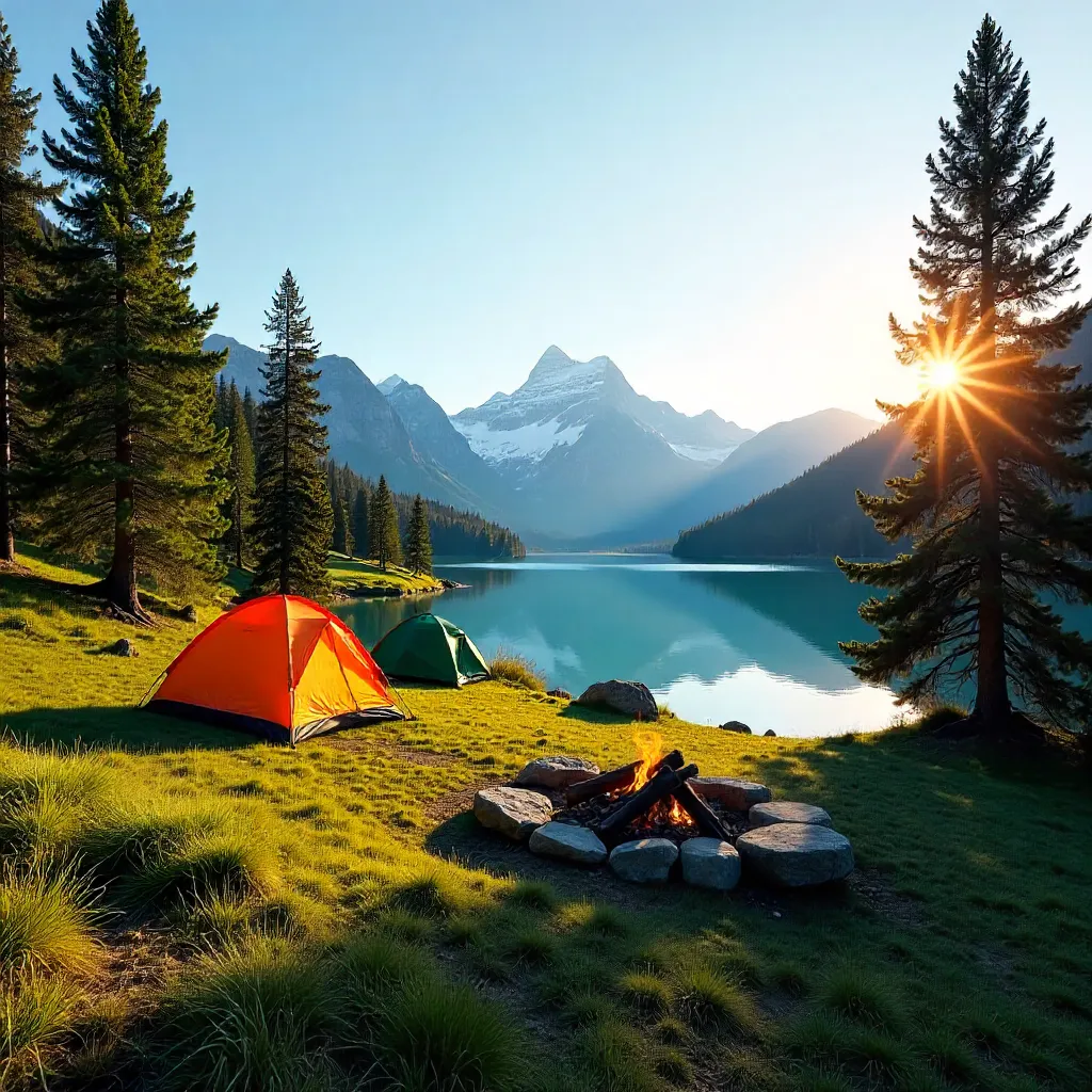 Golden Hour Panoramic Camping in Nature