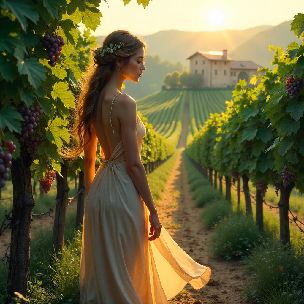 Nymph in a Sunlit Vineyard - Concept Art