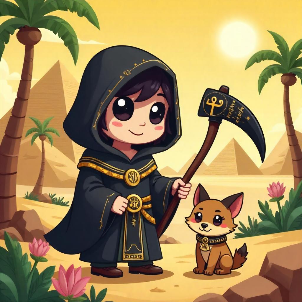 Cartoon Reaper in Ancient Egypt: Playful Desert Guardian