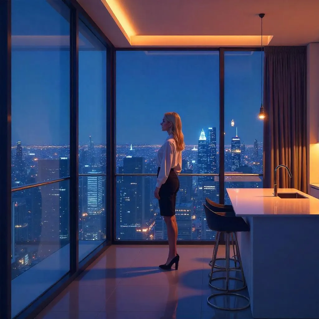 Anime Penthouse Portrait of a Confident Young Woman