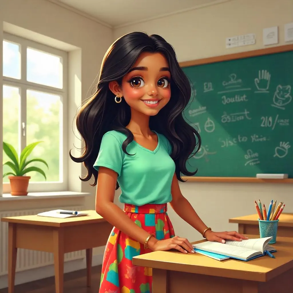 Cheerful Latina Girl in a Bright Classroom