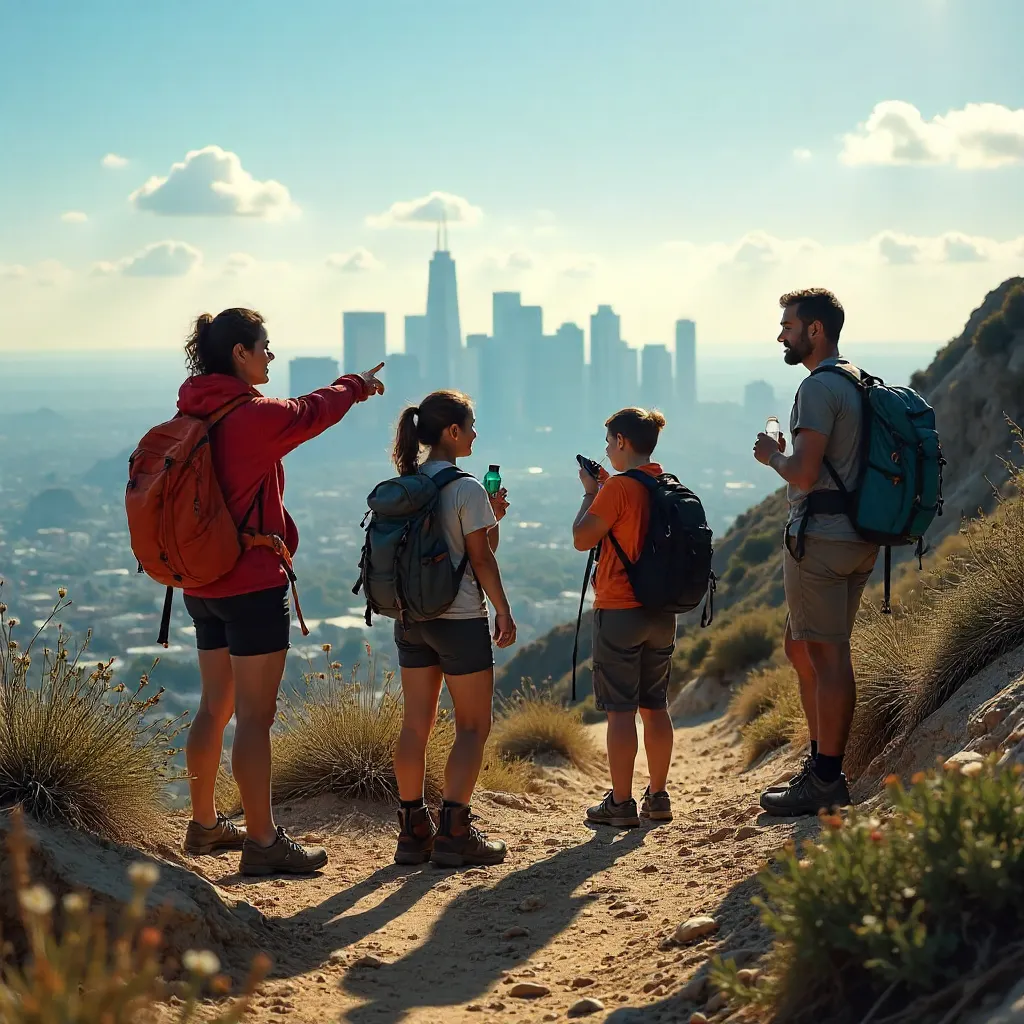 Sunlit Hike Over LA Skyline with Four Friends