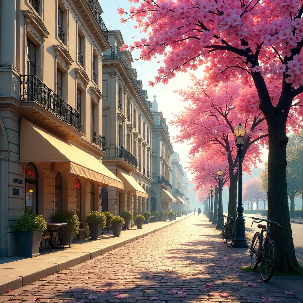 Springtime Street of Classic Architecture