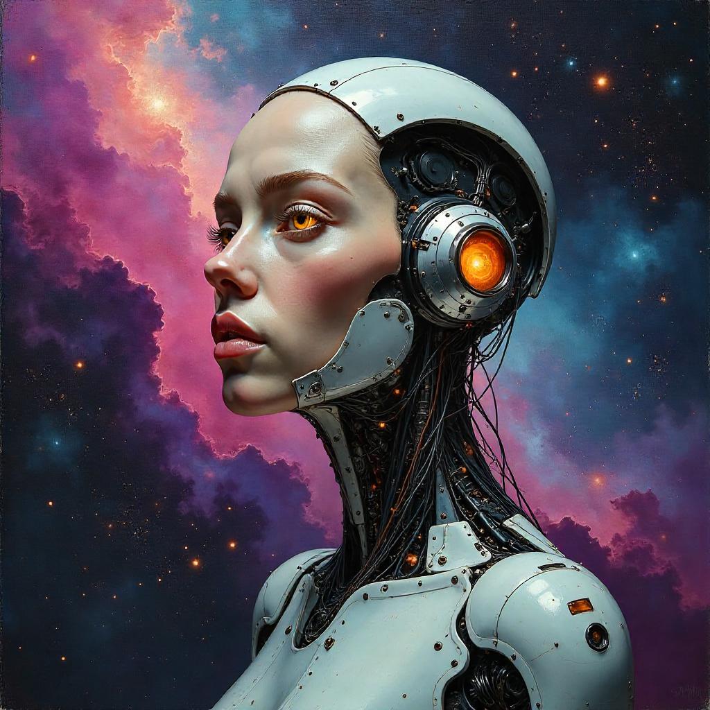 Cyborg Portrait in an Oil Nebula