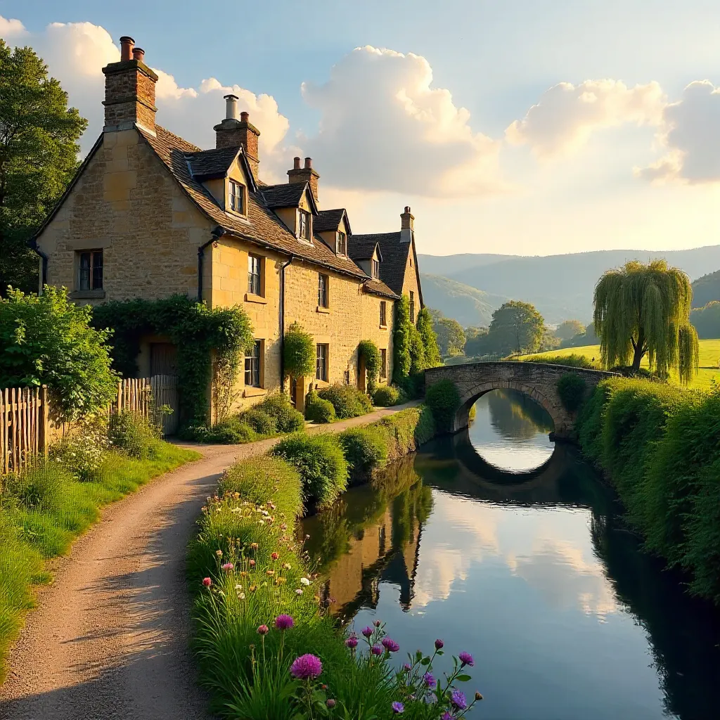 Tranquil Cotswold Stone Cottages by the River