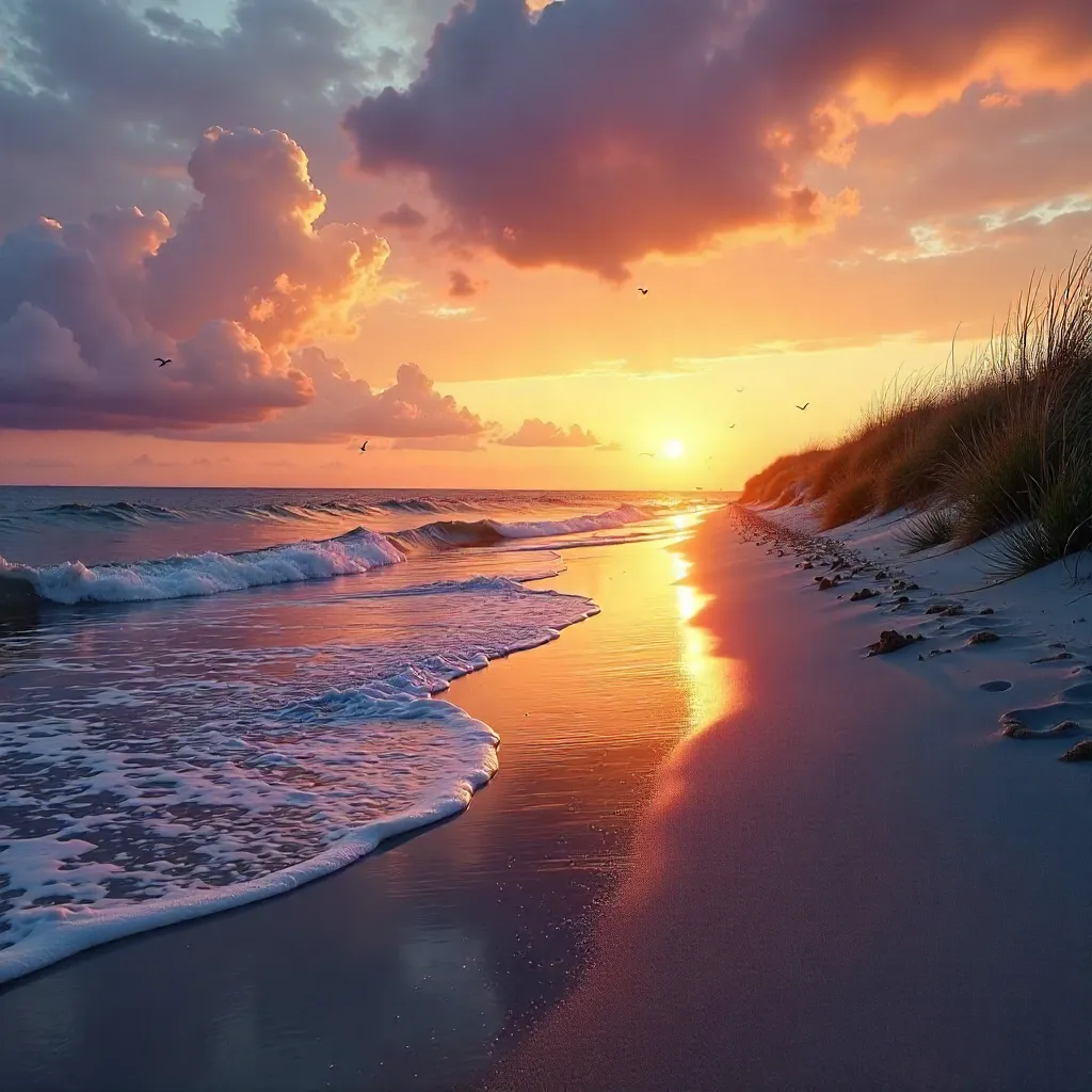 Ormond Beach Sunset: Gentle Waves and Vibrant Sky
