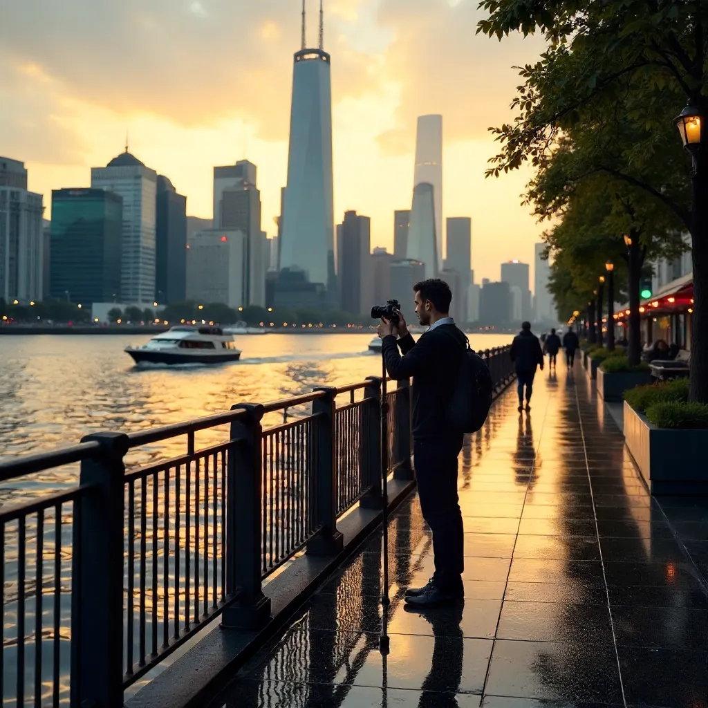 Golden Hour Photographer by the Urban Riverside