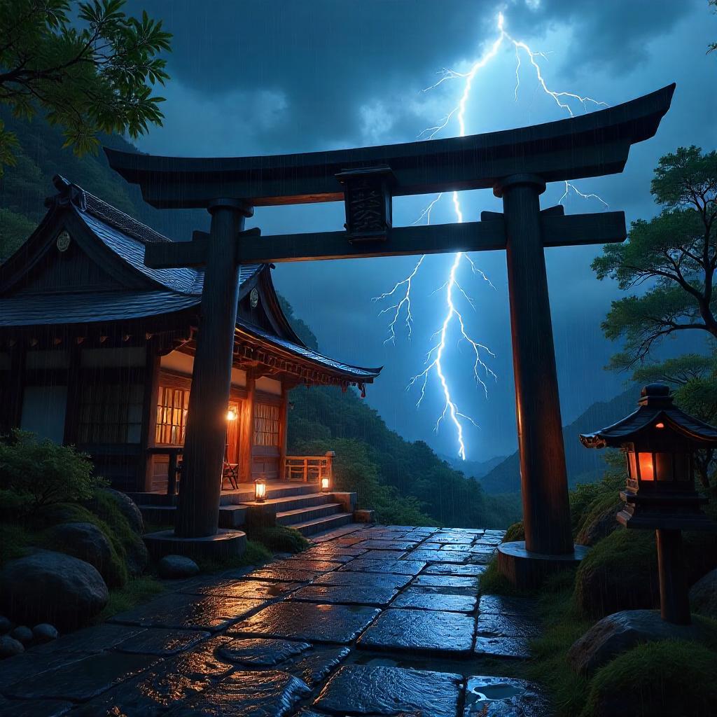 Lightning Over a Sacred Shrine