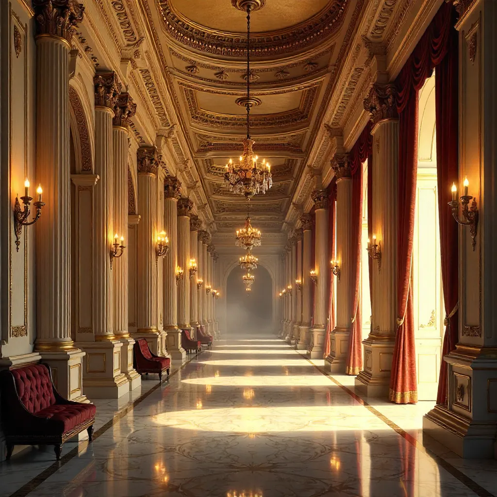 Opulent Gold-Accented Classical Hall