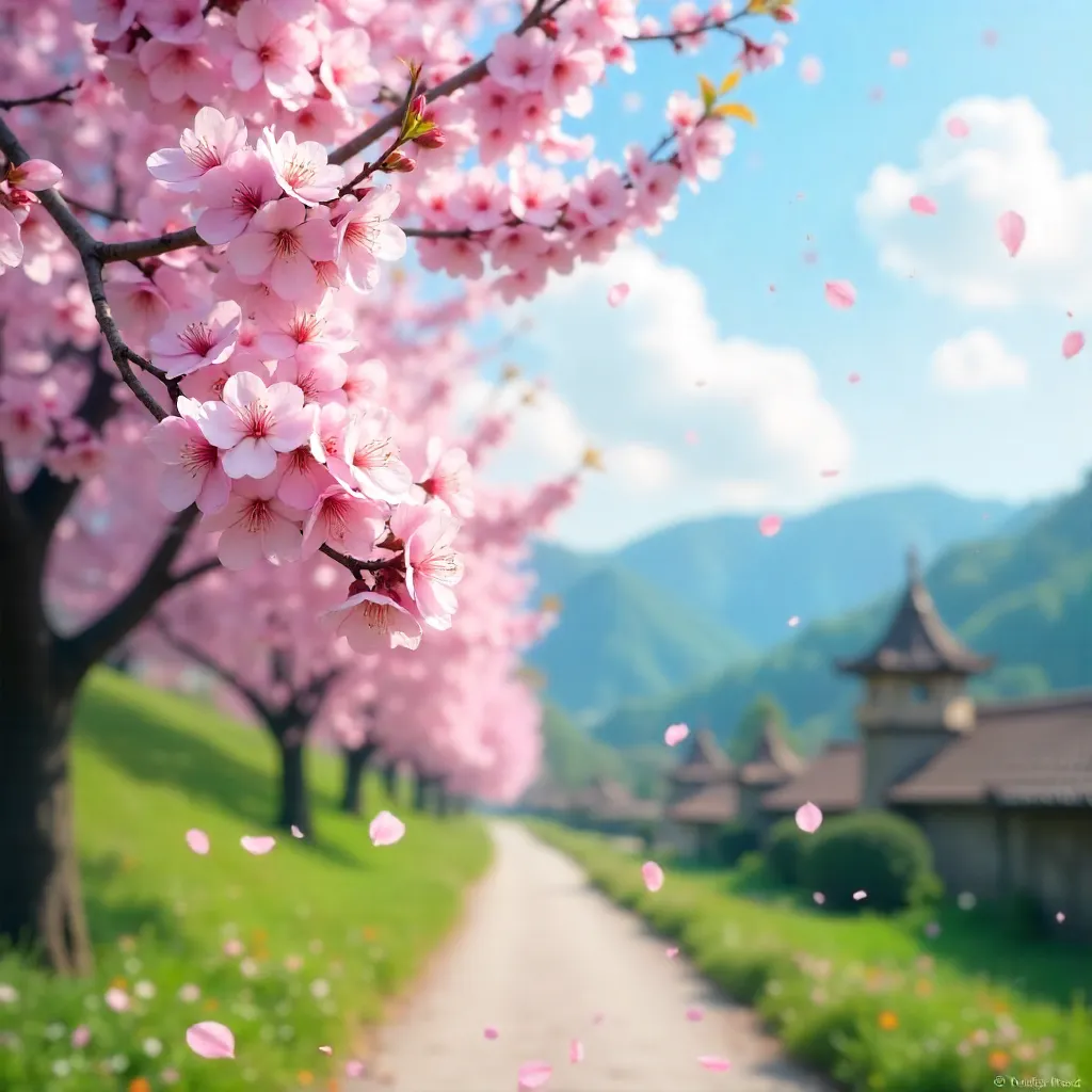 Dalat Cherry Blossoms Under a Blue Sky