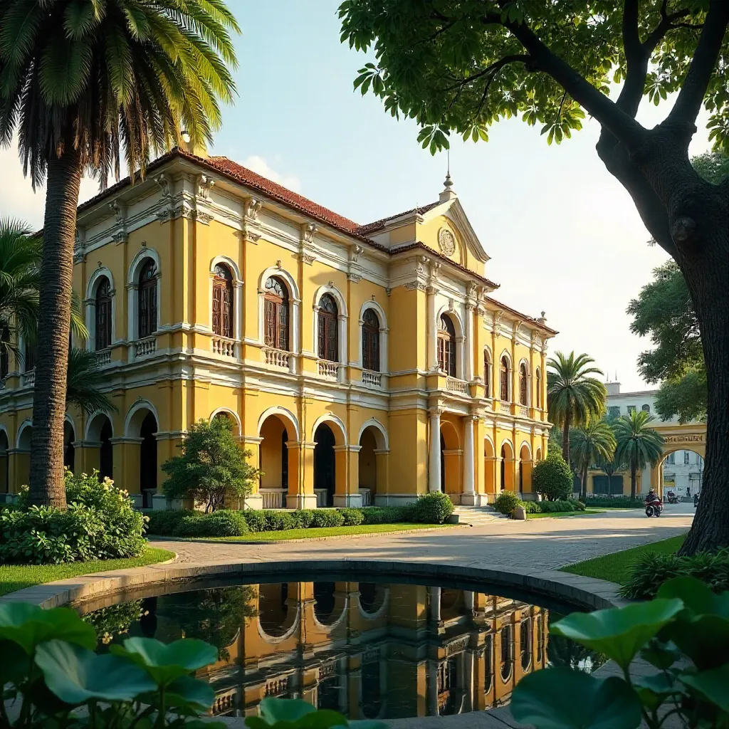 Yellow Colonial University in Hanoi's Green Oasis