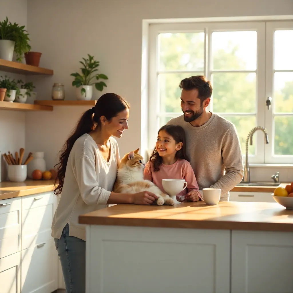 Warm Family Moment in a Bright Modern Kitchen