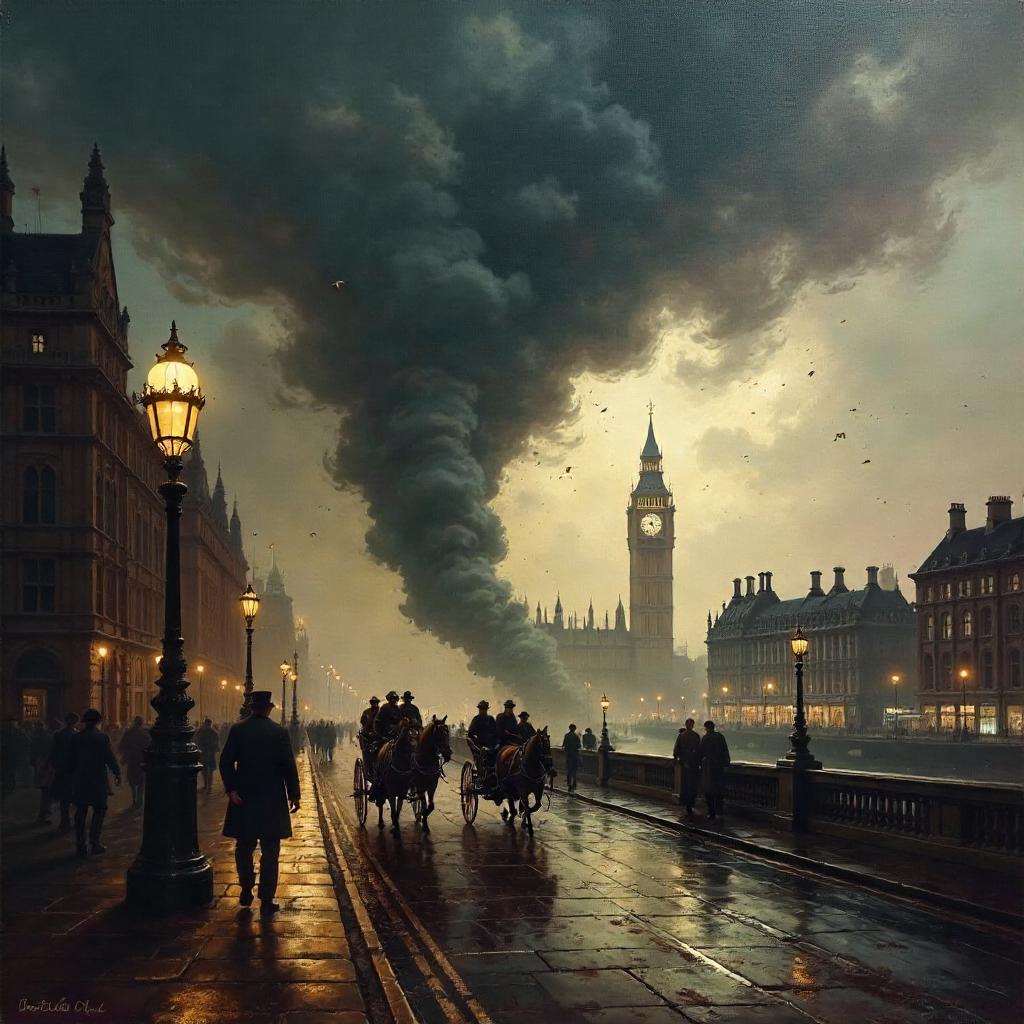 Tornado in Victorian London: An Oil Painting