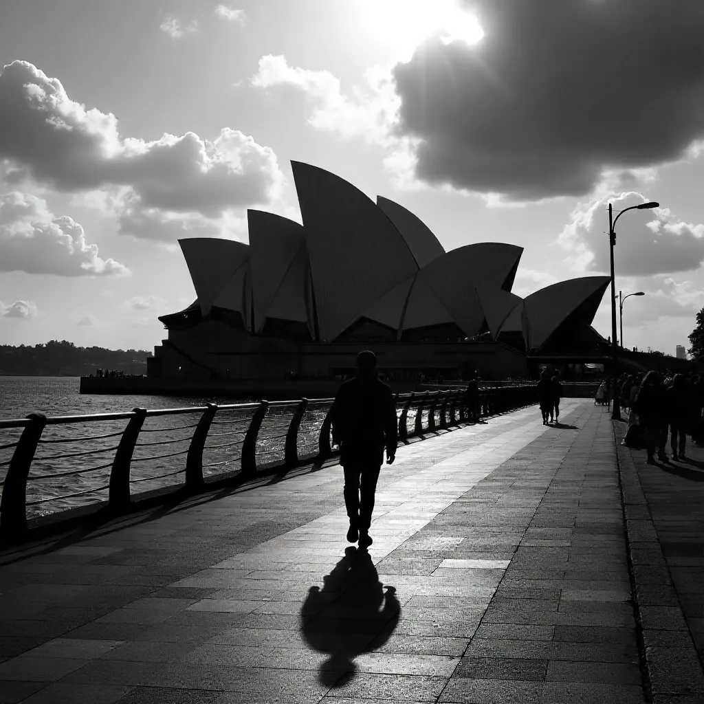 Silhouette Walking at the Sydney Opera House