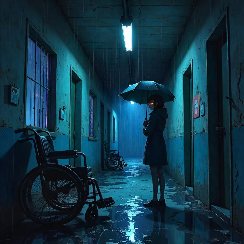 Rainy Night in an Abandoned Asylum (Anime Style)